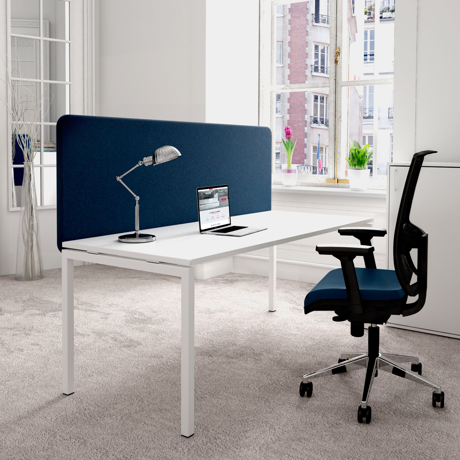 TOP Acoustic table partition | 595 mm high, polyester cover Lucia Hellgrau - 3 Main Image