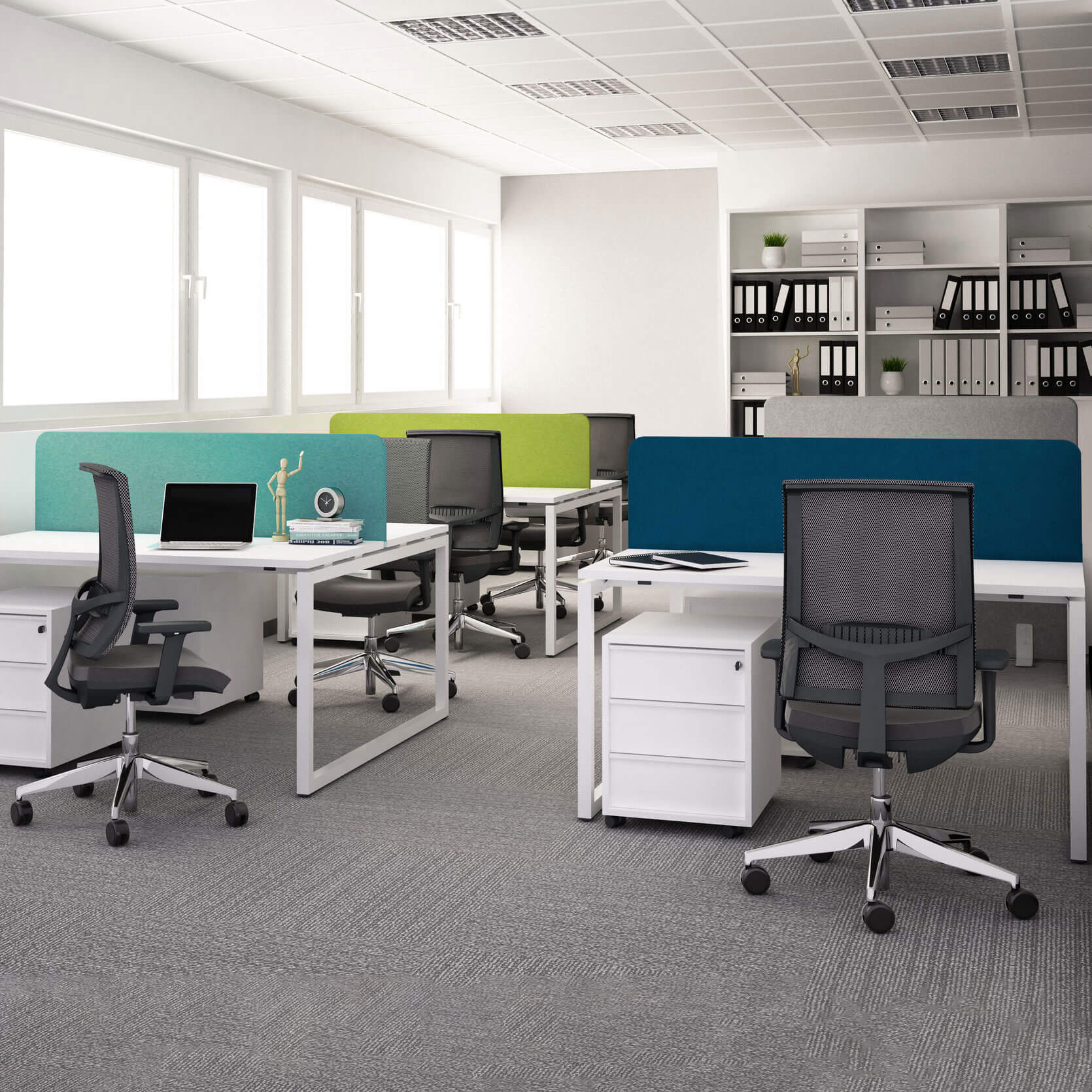 TOP Acoustic table partition | 595 mm high, polyester cover Lucia Hellgrau - 4 Main Image