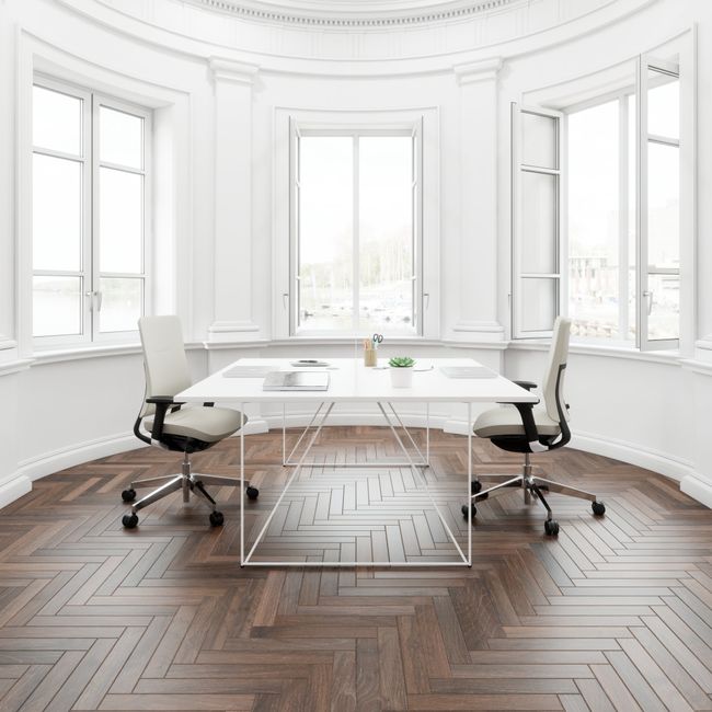 AIR DUO Team-Schreibtisch | 1600 x 1600 mm, elektrifiziert, Weiß AIR DUO Team-Schreibtisch | 1600 x 1600 mm, elektrifiziert, Weiß