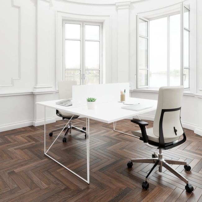 AIR DUO Team-Schreibtisch | 1600 x 1600 mm, elektrifiziert, Weiß AIR DUO Team-Schreibtisch | 1600 x 1600 mm, elektrifiziert, Weiß