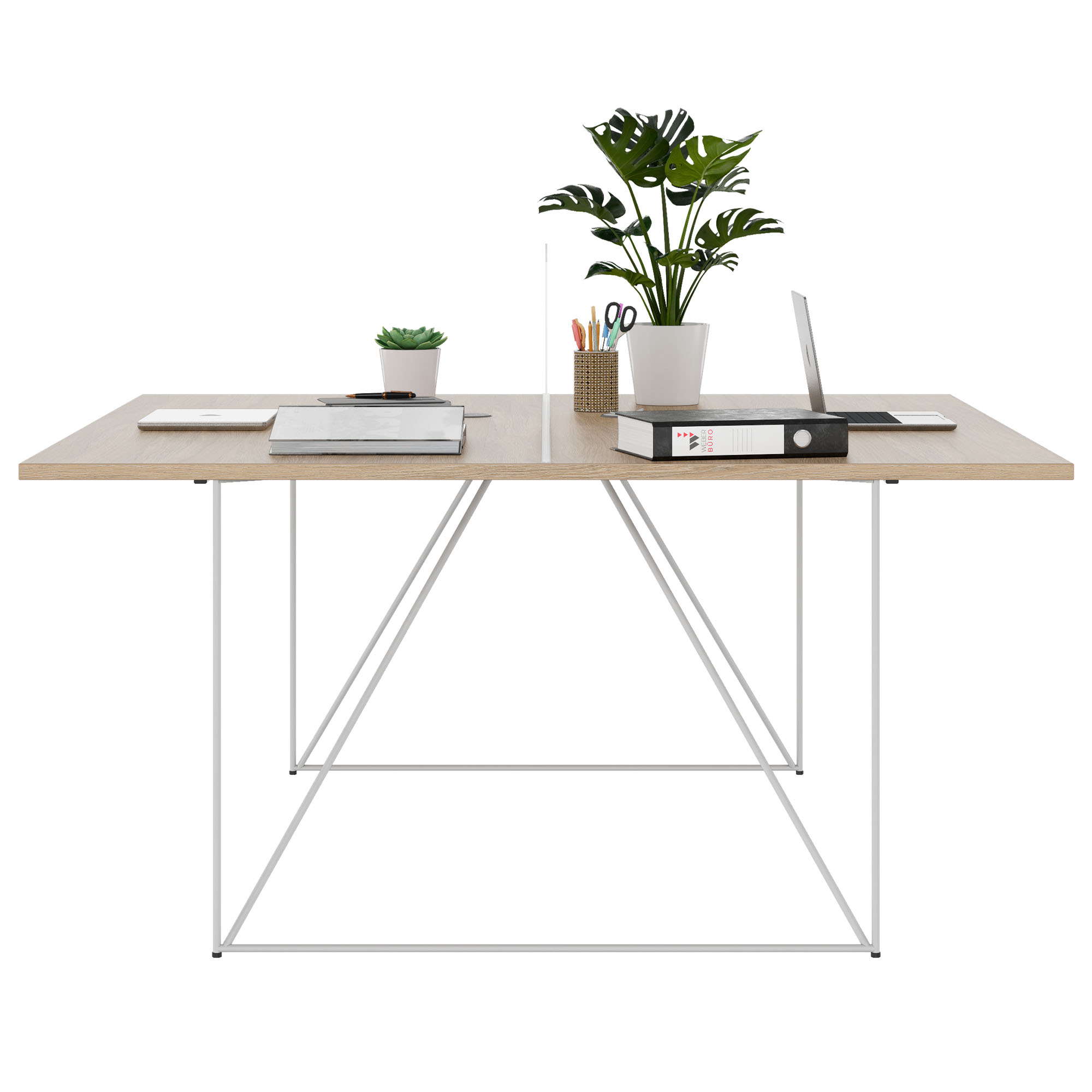 AIR DUO Desk del team | 1600 x 1600 mm, quercia ambra elettrificata - 3 Main Image