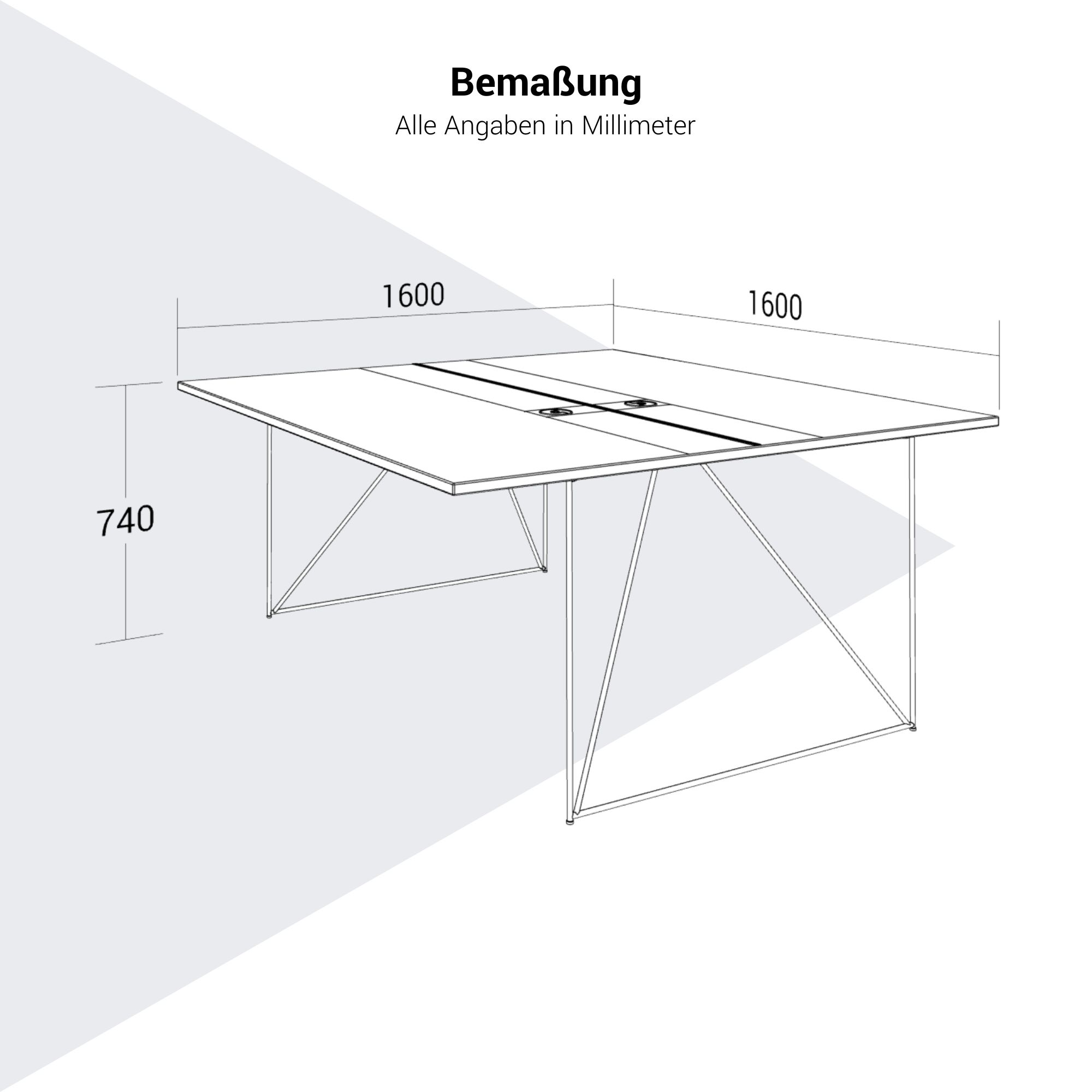 AIR DUO Desk del team | 1600 x 1600 mm, quercia ambra elettrificata - 10 Main Image