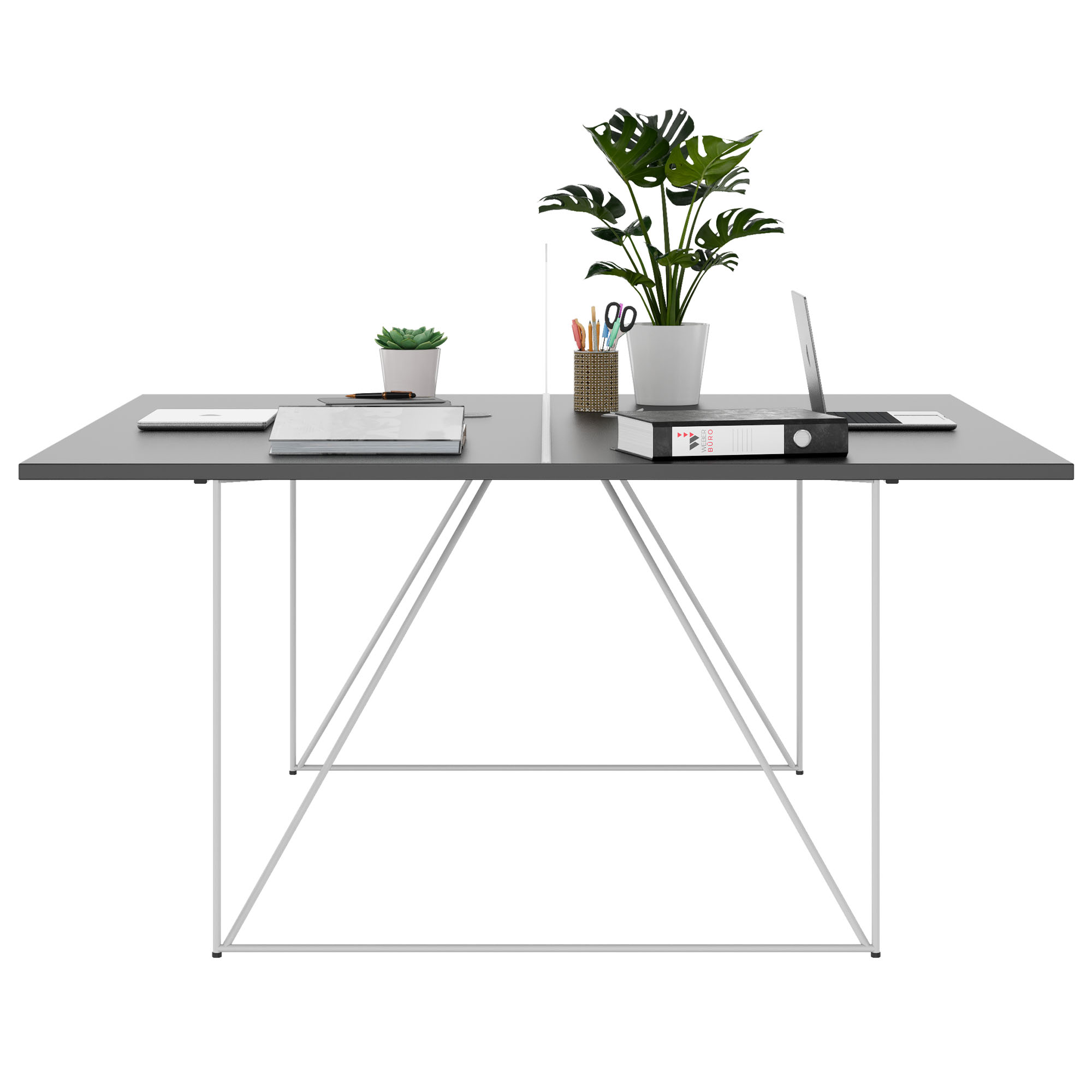 AIR DUO Desk del team | 1600 x 1600 mm, elettrificato, antracite - 3 Main Image