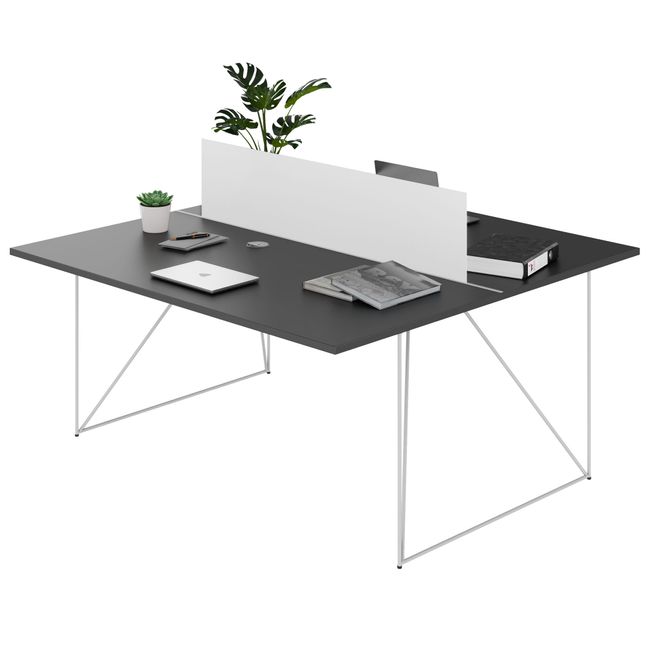 AIR DUO Team-Schreibtisch | 1600 x 1600 mm, elektrifiziert, Anthrazit - 4 Main Image
