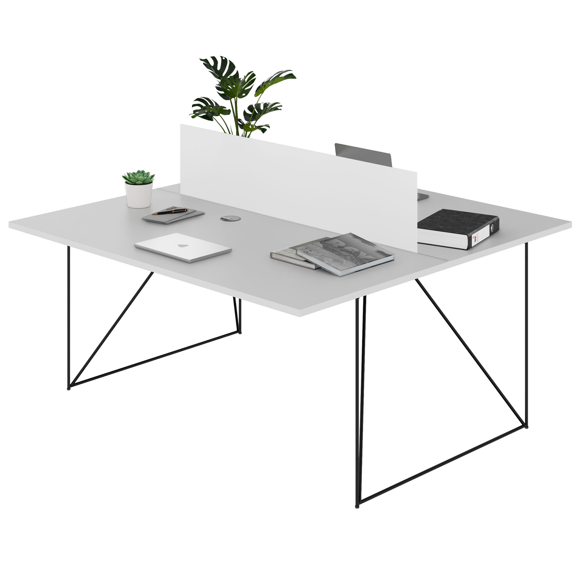 AIR DUO Desk del team | 1600 x 1600 mm, elettrificato, grigio perla - 4 Main Image