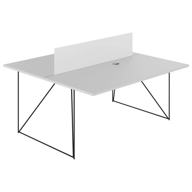 AIR DUO Team-Schreibtisch | 1600 x 1600 mm, elektrifiziert, Perlgrau - 2 Main Image