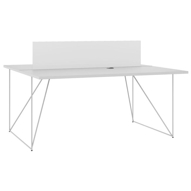 AIR DUO Team-Schreibtisch | 1600 x 1600 mm, elektrifiziert, Perlgrau