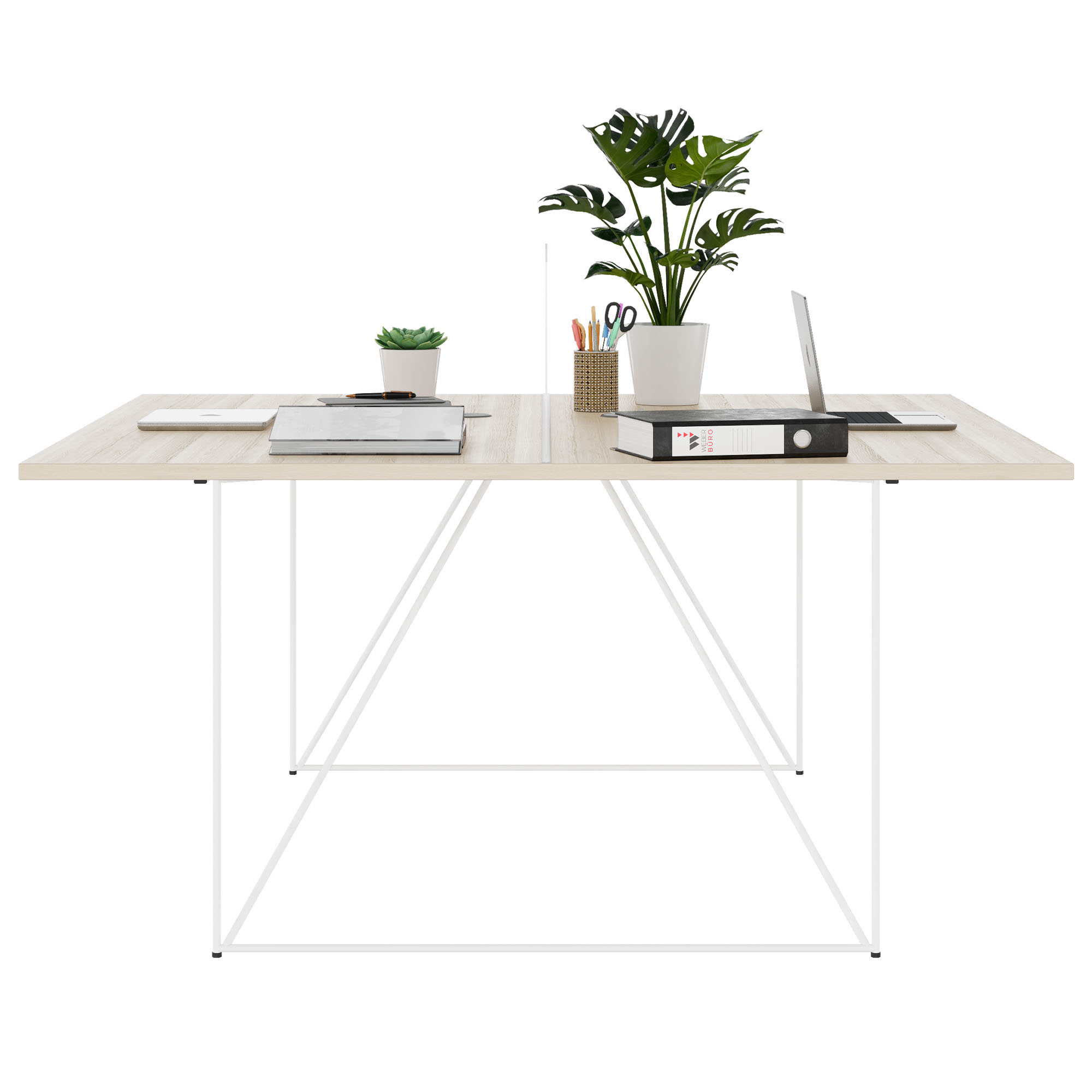 AIR DUO Desk del team | 1600 x 1600 mm, elettrificato, cenere di sabbia - 3 Main Image