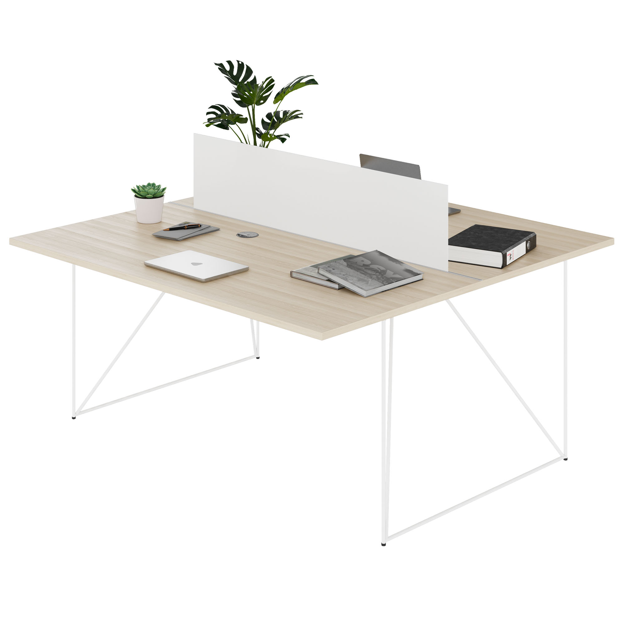 AIR DUO Desk del team | 1600 x 1600 mm, elettrificato, cenere di sabbia - 4 Main Image