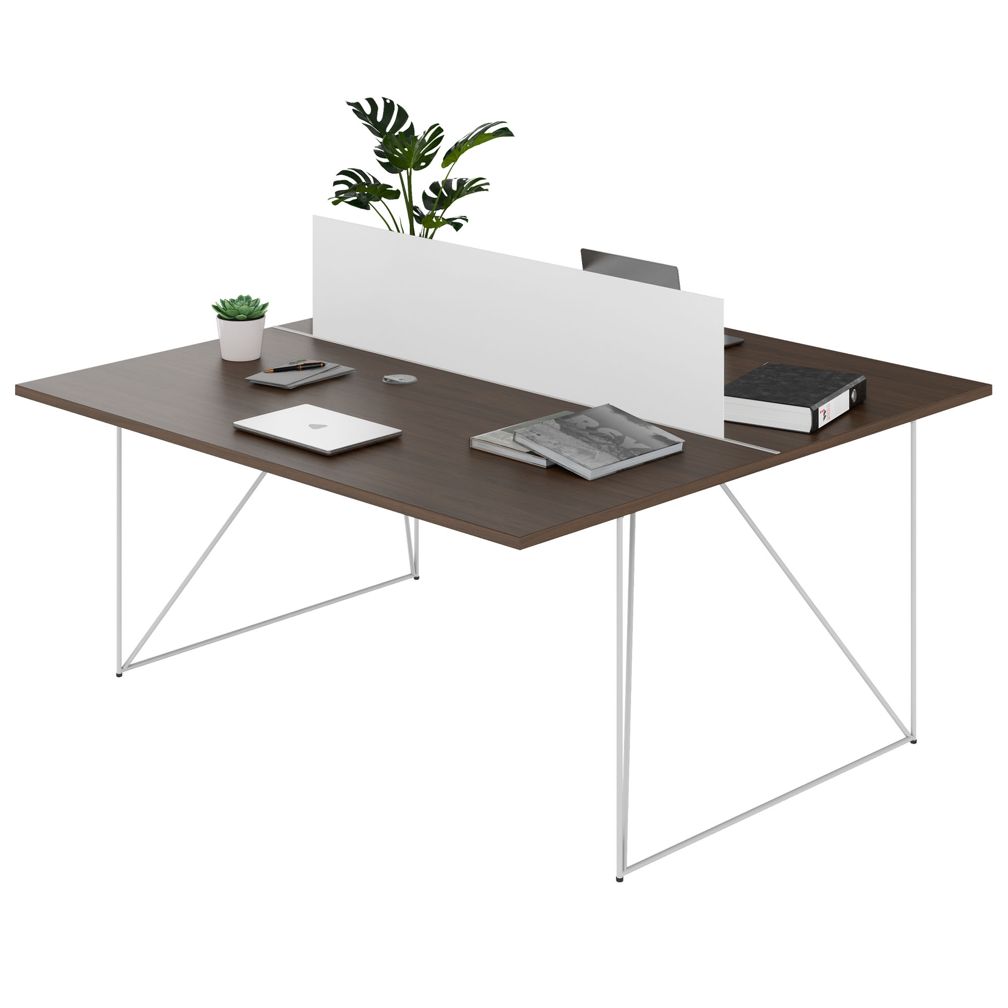 AIR DUO Desk del team | 1600 x 1600 mm, elettrificato, noce - 4 Main Image