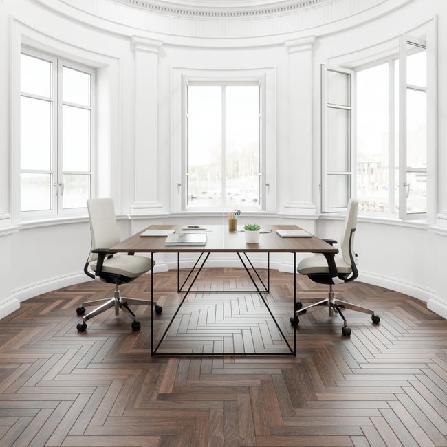 AIR DUO Team-Schreibtisch | 1600 x 1600 mm, elektrifiziert, Nussbaum AIR DUO Team-Schreibtisch | 1600 x 1600 mm, elektrifiziert, Nussbaum