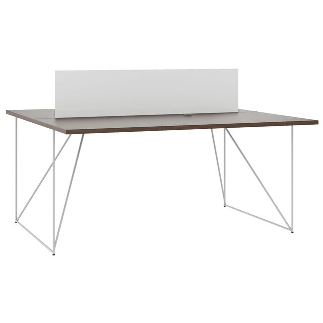 AIR DUO Team-Schreibtisch | 1600 x 1600 mm, elektrifiziert, Nussbaum - 1 Main Image