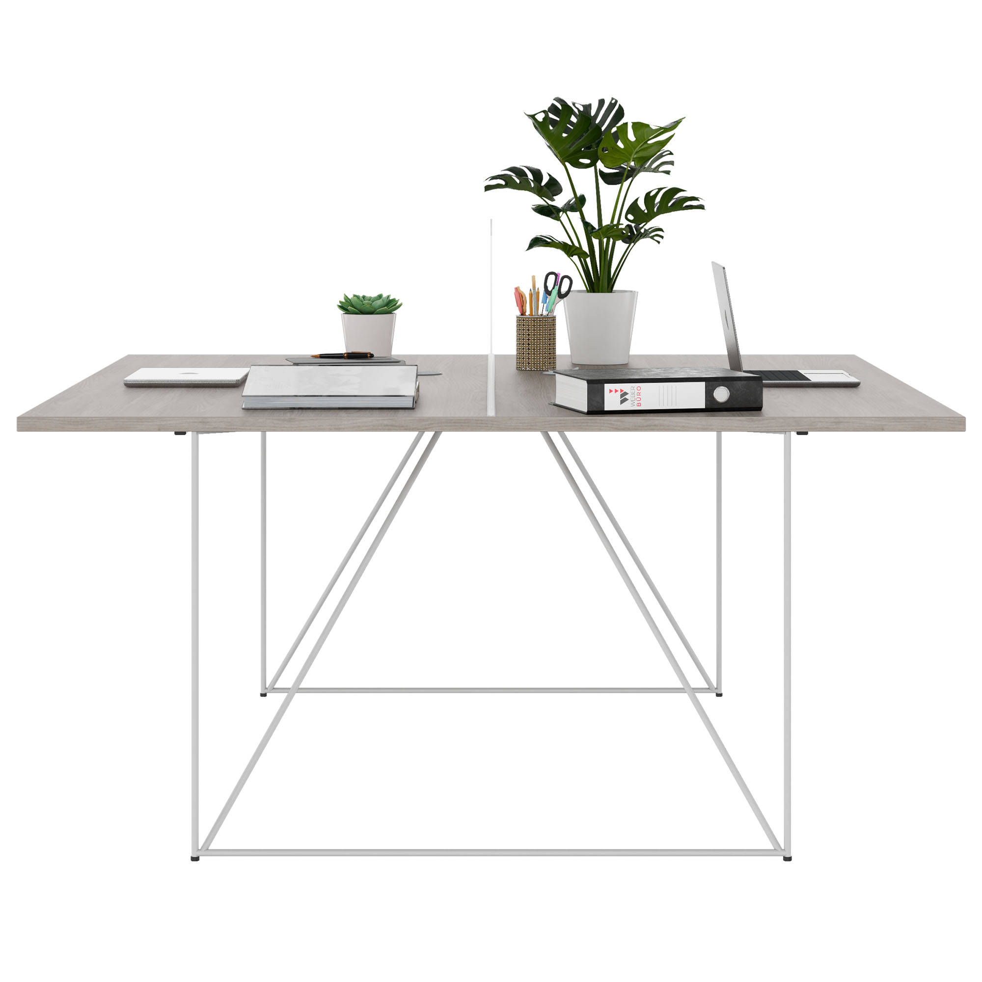 AIR DUO Desk del team | 1600 x 1600 mm, elettrificato, grigio di quercia nord - 3 Main Image