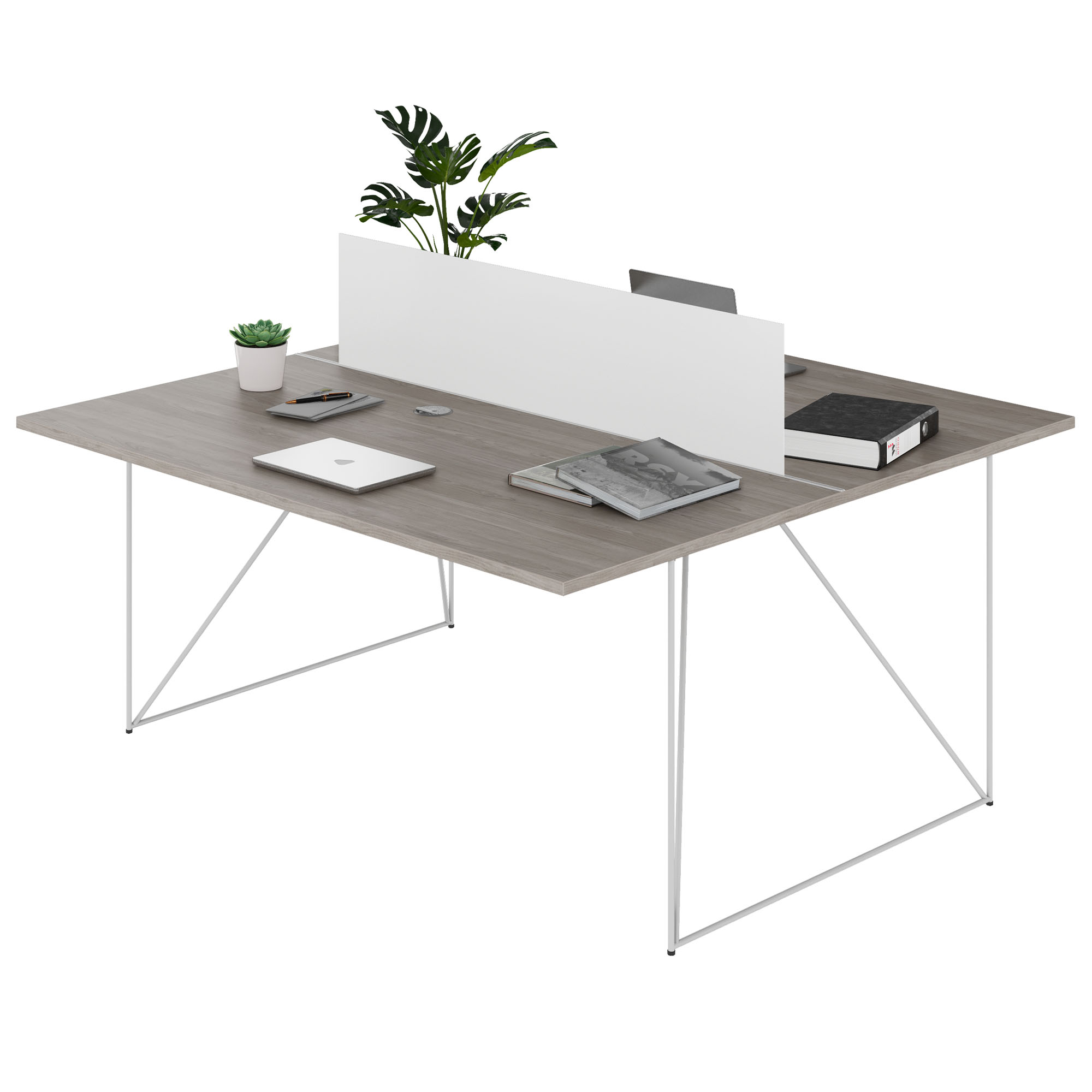 AIR DUO Desk del team | 1600 x 1600 mm, elettrificato, grigio di quercia nord - 4 Main Image