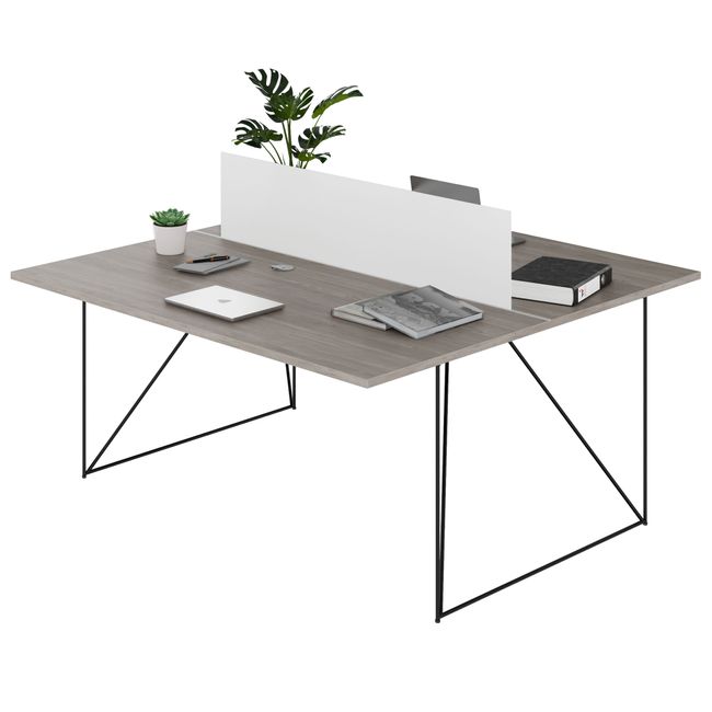 AIR DUO Team-Schreibtisch | 1600 x 1600 mm, elektrifiziert, Nordeiche grau AIR DUO Team-Schreibtisch | 1600 x 1600 mm, elektrifiziert, Nordeiche grau