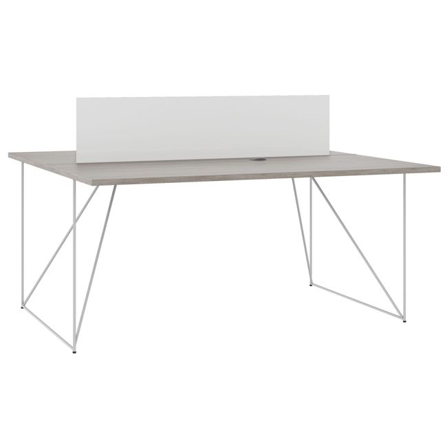 AIR DUO Team-Schreibtisch | 1600 x 1600 mm, elektrifiziert, Nordeiche grau - 1 Main Image