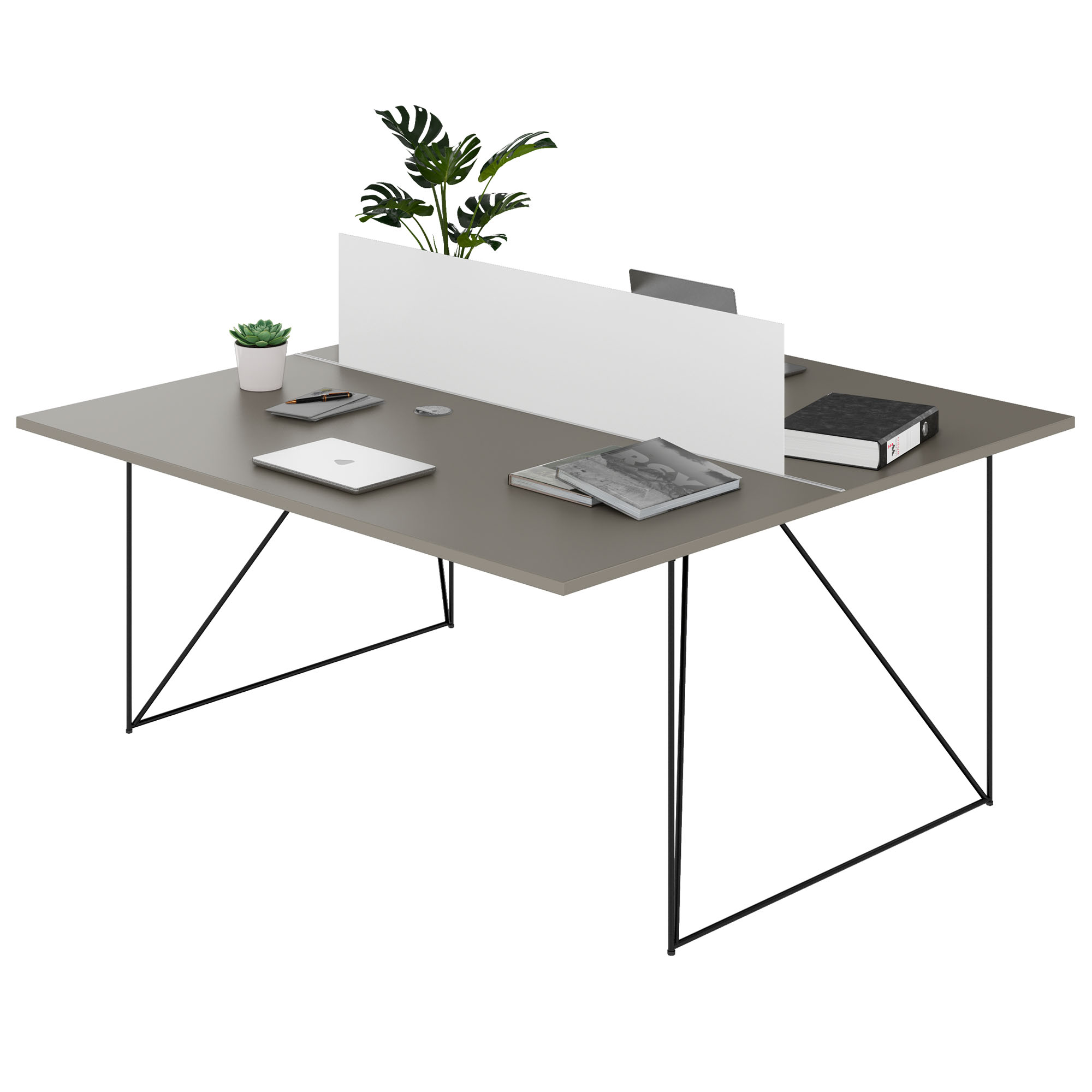 AIR DUO Desk del team | 1600 x 1600 mm, grigio cubanite elettrificato - 4 Main Image