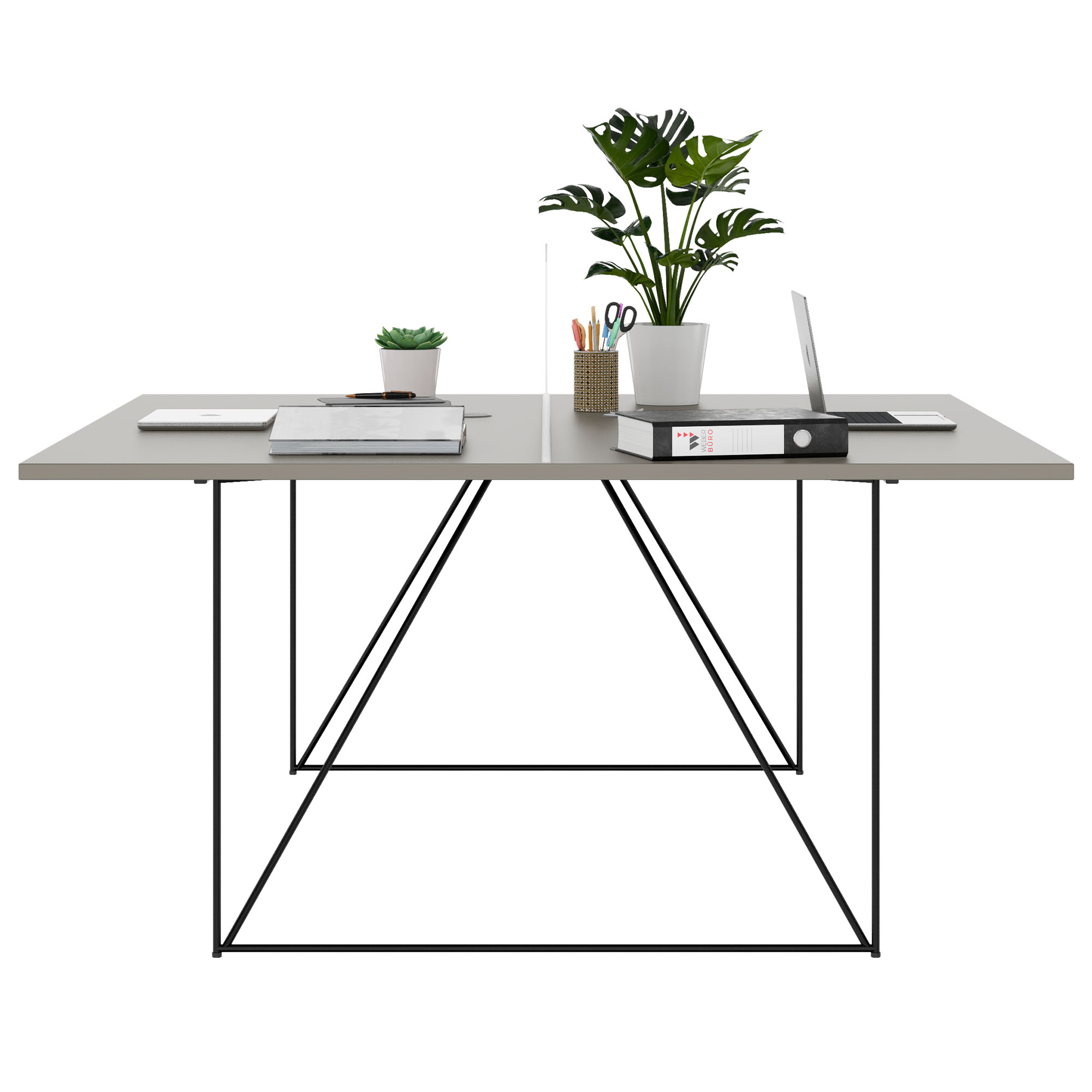 AIR DUO Desk del team | 1600 x 1600 mm, grigio cubanite elettrificato - 3 Main Image