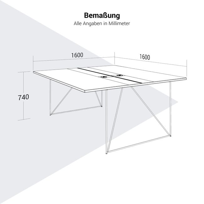 AIR DUO Team-Schreibtisch | 1600 x 1600 mm, elektrifiziert, Cubanitgrau AIR DUO Team-Schreibtisch | 1600 x 1600 mm, elektrifiziert, Cubanitgrau
