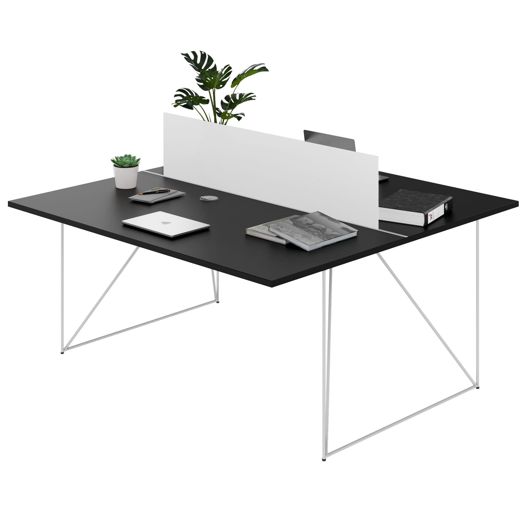 AIR DUO Desk del team | 1600 x 1600 mm, elettrificato, nero - 4 Main Image