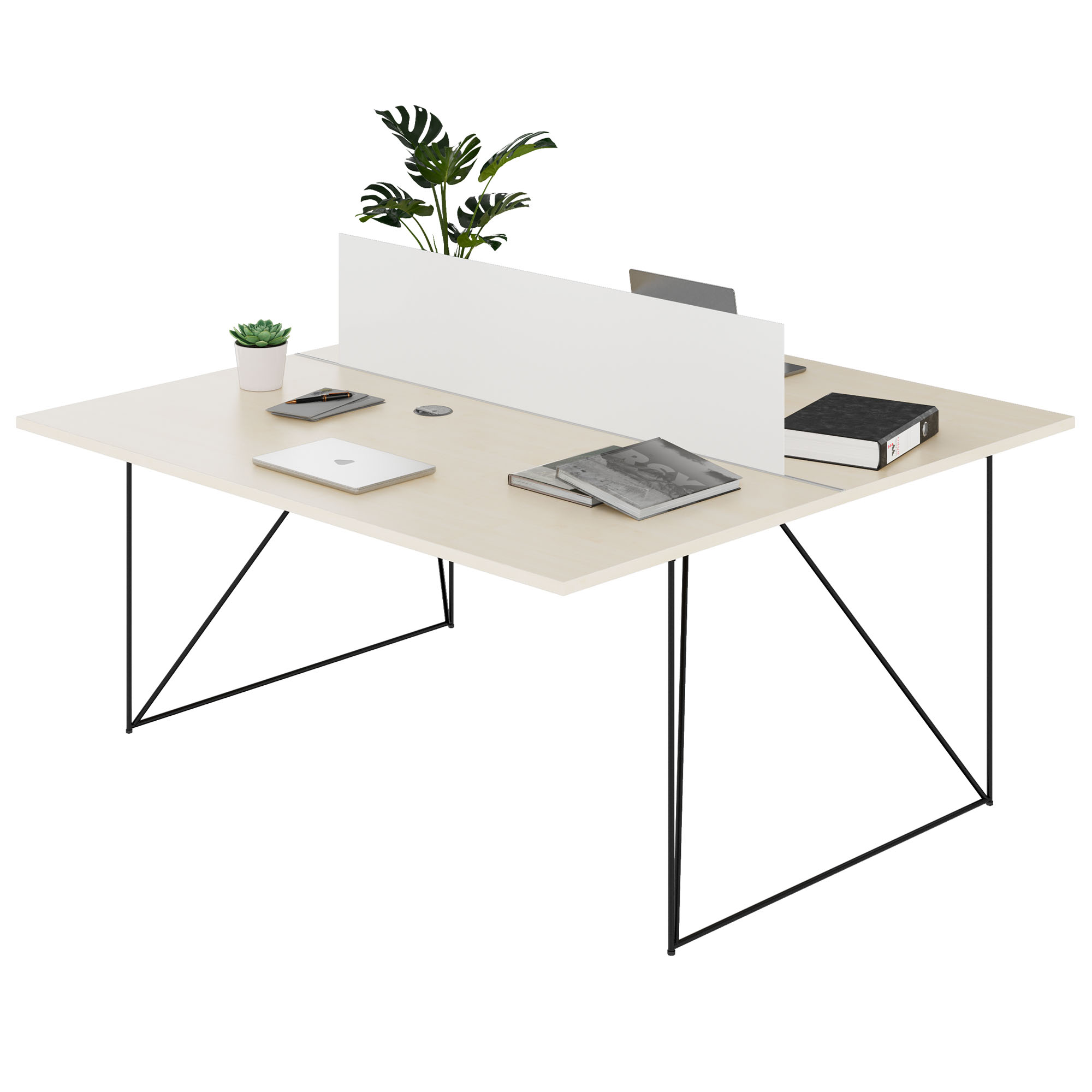 AIR DUO Desk del team | 1600 x 1600 mm, elettrificato, acero - 4 Main Image