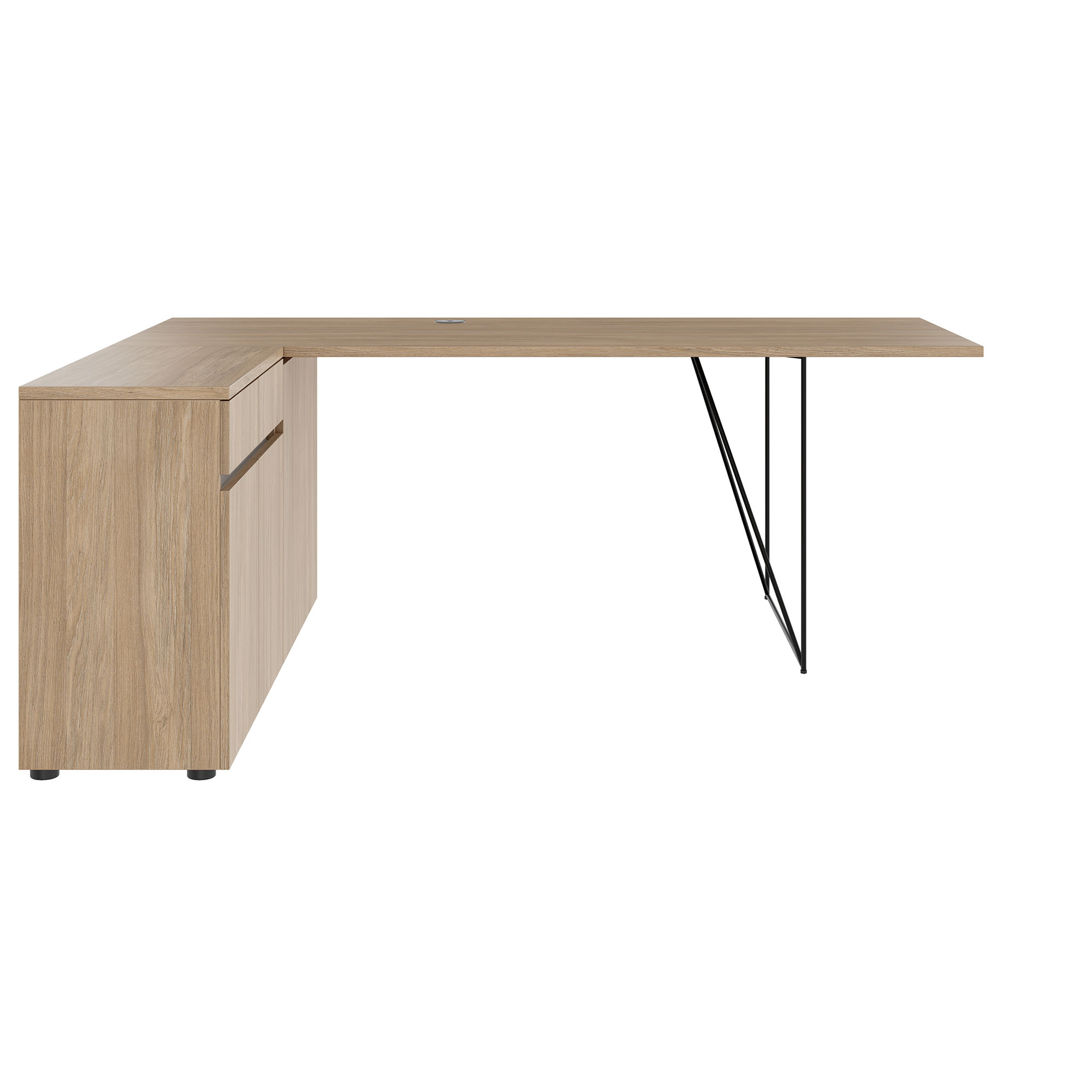 AIR desk | 1600 - 2000 mm, electrified, integrated sideboard, amber oak - 2 Main Image