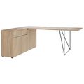 AIR desk | 1600 - 2000 mm, electrified, integrated sideboard, amber oak - 1 Thumbnail Image
