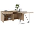 AIR desk | 1600 - 2000 mm, electrified, integrated sideboard, amber oak - 3 Thumbnail Image