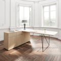 AIR Schreibtisch | 1600 - 2000 mm, elektrifiziert, integriertes Sideboard, Bernsteineiche AIR Schreibtisch | 1600 - 2000 mm, elektrifiziert, integriertes Sideboard, Bernsteineiche
