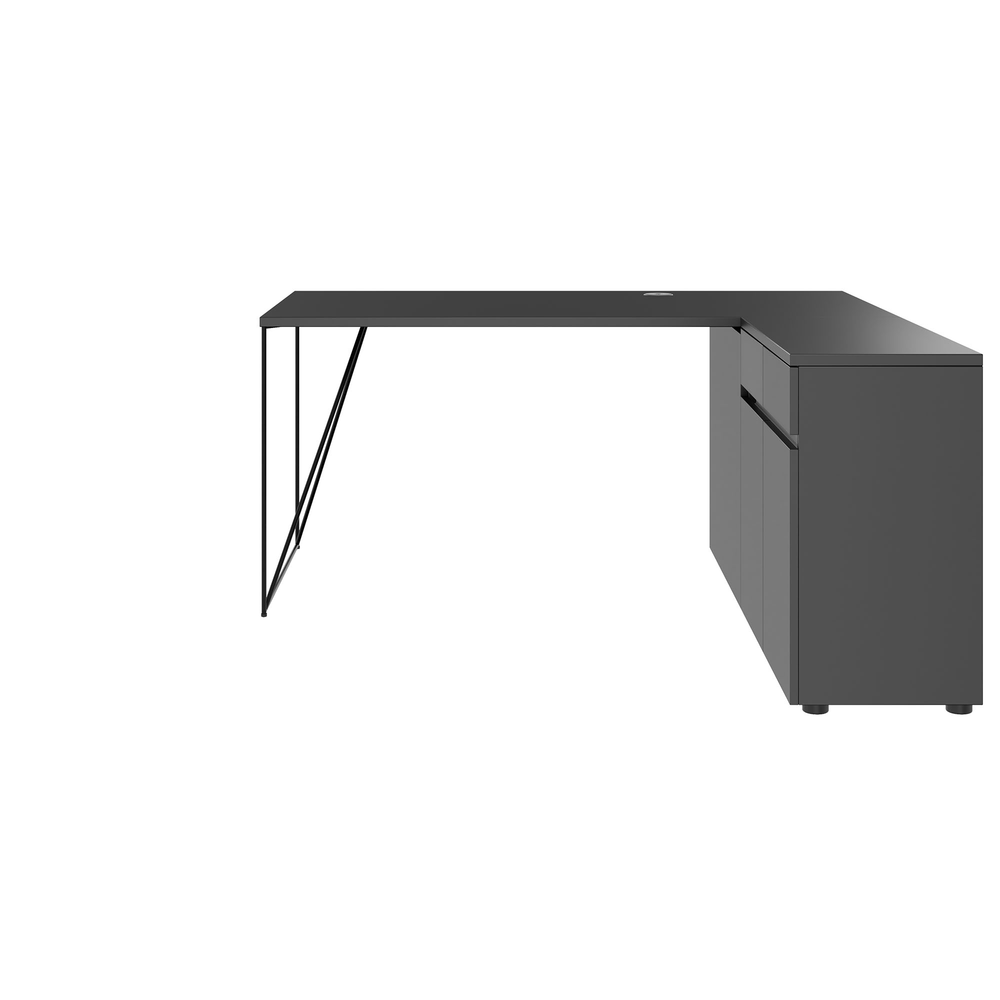 AIR desk | 1600 - 2000 mm, electrified, integrated sideboard, anthracite - 2 Main Image
