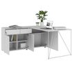 AIR Schreibtisch | 1600 - 2000 mm, elektrifiziert, integriertes Sideboard, Perlgrau