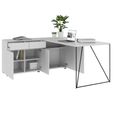 AIR desk | 1600 - 2000 mm, electrified, integrated sideboard, pearl gray - 3 Thumbnail Image