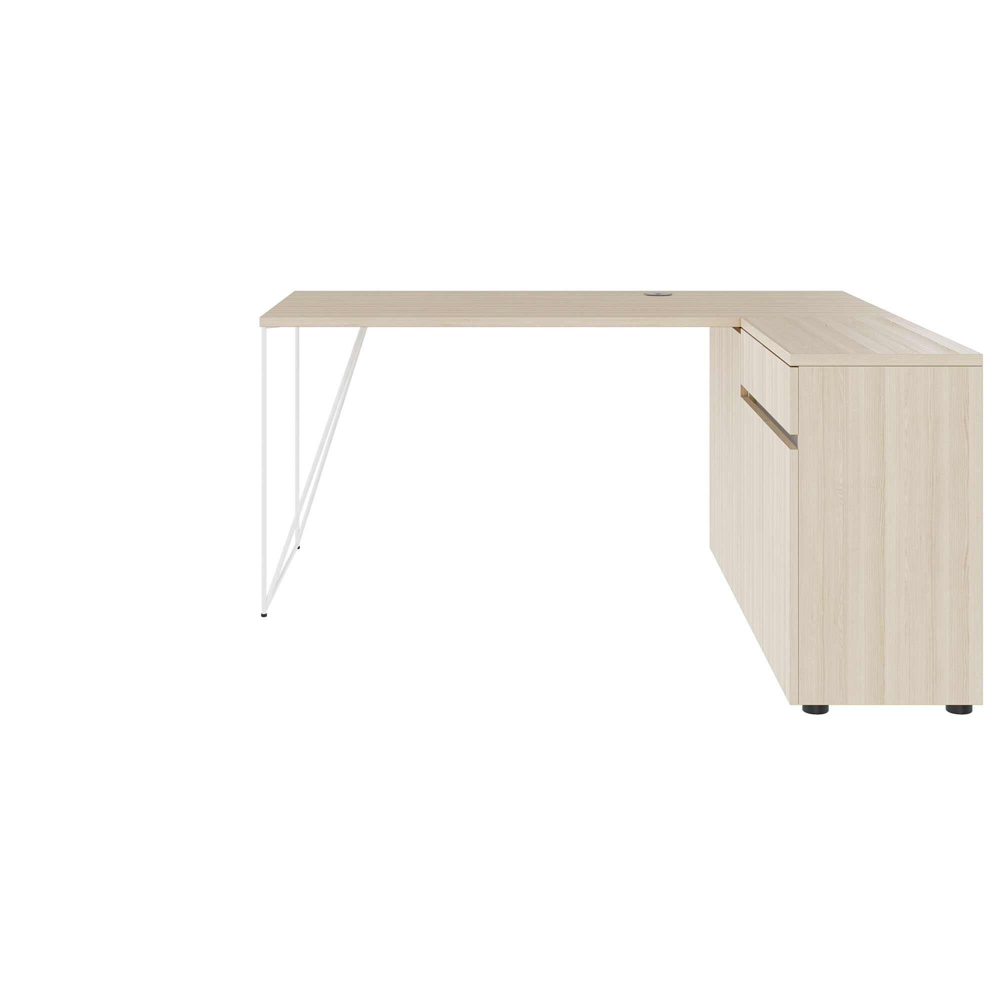AIR desk | 1600 - 2000 mm, electrified, integrated sideboard, sand ash - 2 Main Image