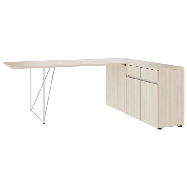AIR Schreibtisch | 1600 - 2000 mm, elektrifiziert, integriertes Sideboard, Sandesche