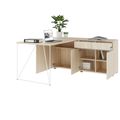 AIR desk | 1600 - 2000 mm, electrified, integrated sideboard, sand ash - 3 Thumbnail Image