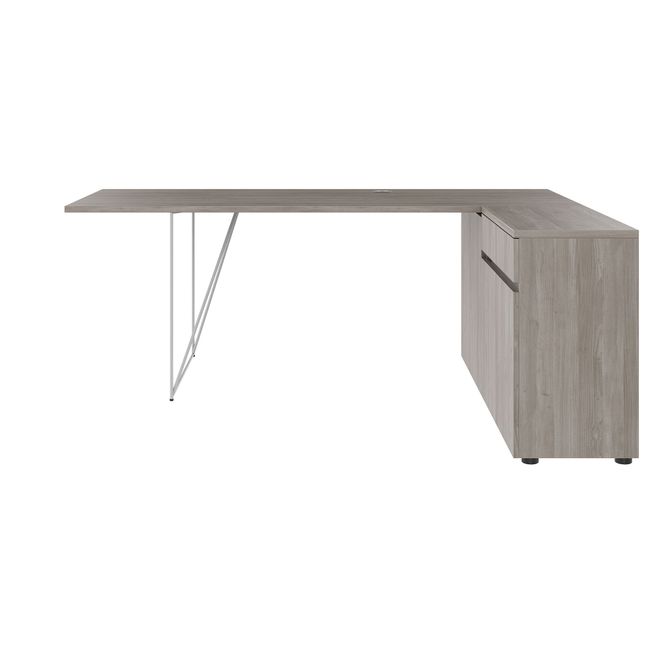 AIR Schreibtisch | 1600 - 2000 mm, elektrifiziert, integriertes Sideboard, Nordeiche grau