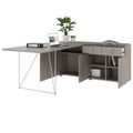 AIR Schreibtisch | 1600 - 2000 mm, elektrifiziert, integriertes Sideboard, Nordeiche grau