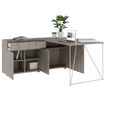 AIR Schreibtisch | 1600 - 2000 mm, elektrifiziert, integriertes Sideboard, Nordeiche grau
