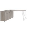 AIR Schreibtisch | 1600 - 2000 mm, elektrifiziert, integriertes Sideboard, Nordeiche grau