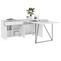 AIR desk | 1600 - 2000 mm, electrified, integrated sideboard, white - 3 Thumbnail Image