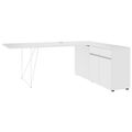 AIR Schreibtisch | 1600 - 2000 mm, elektrifiziert, integriertes Sideboard, Weiß