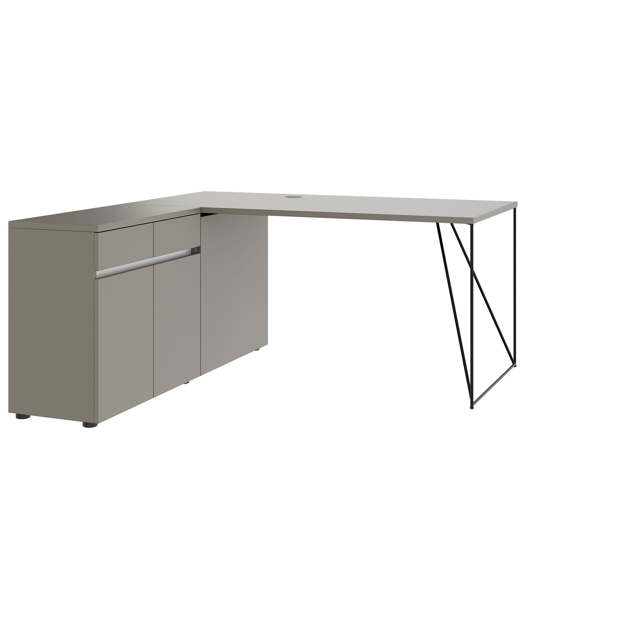 AIR desk | 1600 - 2000 mm, electrified, integrated sideboard, Cubanit gray - 1 Main Image
