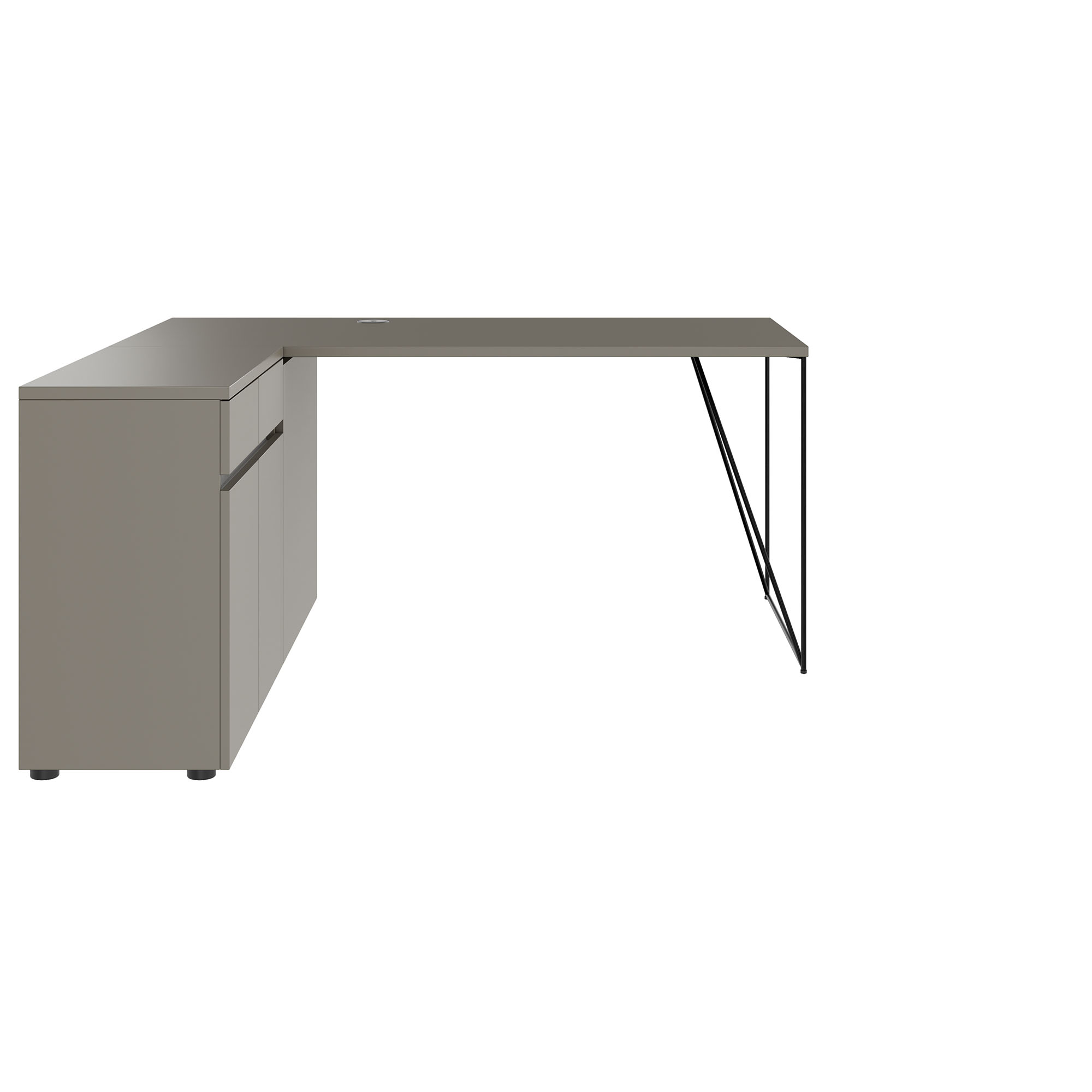 AIR desk | 1600 - 2000 mm, electrified, integrated sideboard, Cubanit gray - 2 Main Image