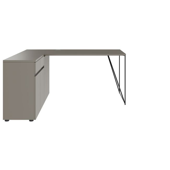AIR Schreibtisch | 1600 - 2000 mm, elektrifiziert, integriertes Sideboard, Cubanitgrau