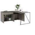AIR desk | 1600 - 2000 mm, electrified, integrated sideboard, Cubanit gray - 3 Thumbnail Image