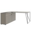 AIR desk | 1600 - 2000 mm, electrified, integrated sideboard, Cubanit gray - 1 Thumbnail Image