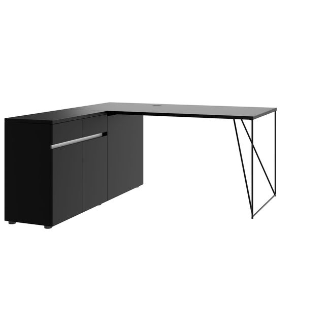 AIR Schreibtisch | 1600 - 2000 mm, elektrifiziert, integriertes Sideboard, Schwarz AIR Schreibtisch | 1600 - 2000 mm, elektrifiziert, integriertes Sideboard, Schwarz