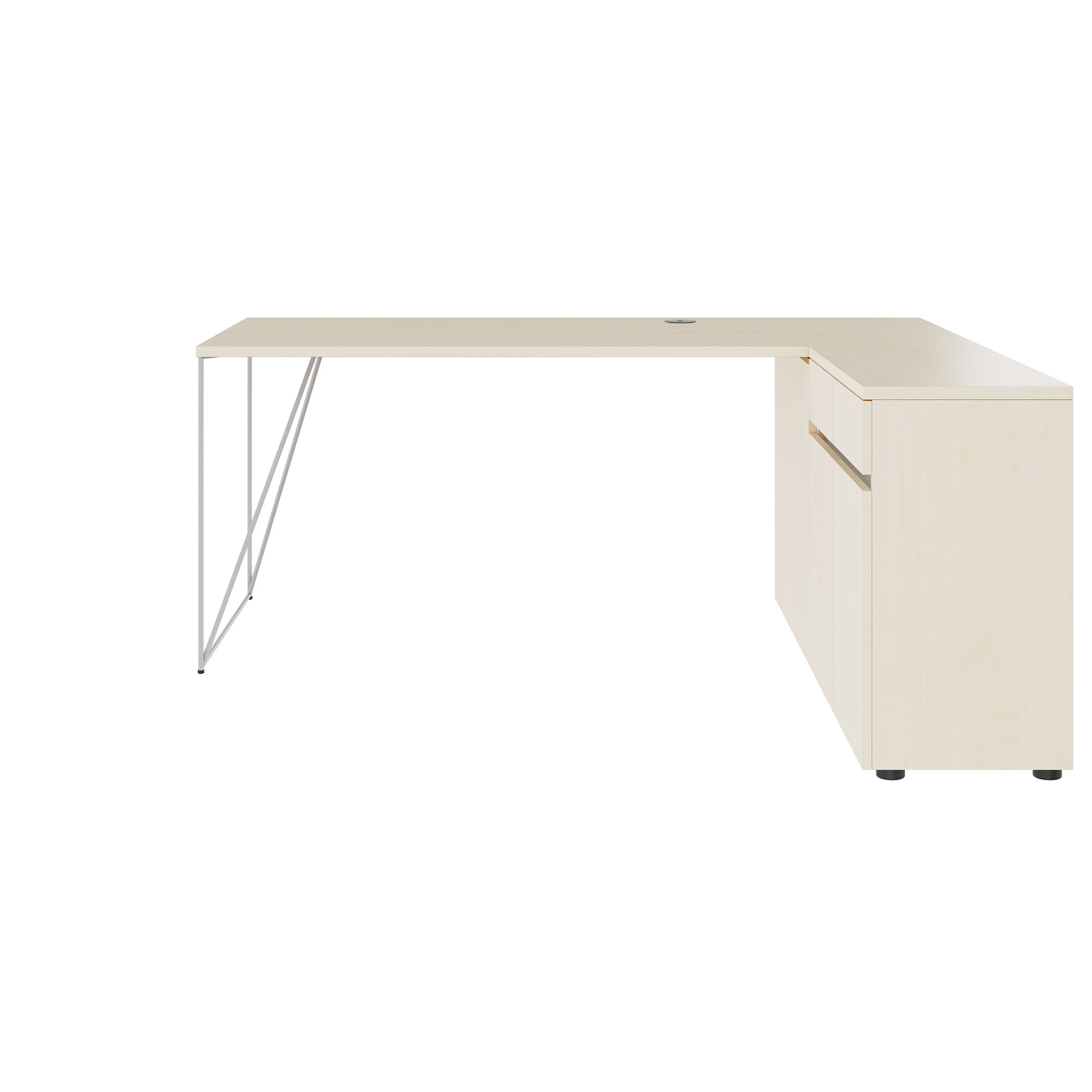 AIR desk | 1600 - 2000 mm, electrified, integrated sideboard, maple - 2 Main Image