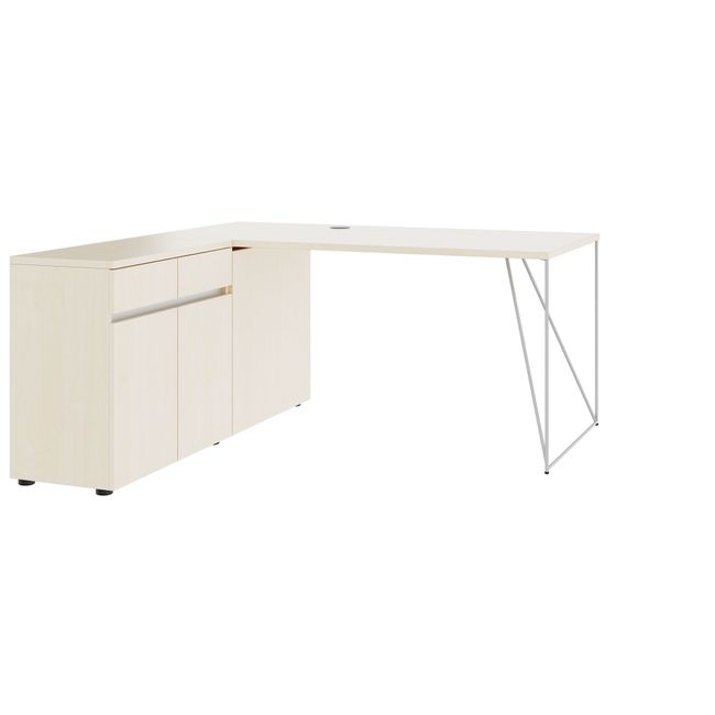 AIR Schreibtisch | 1600 - 2000 mm, elektrifiziert, integriertes Sideboard, Ahorn AIR Schreibtisch | 1600 - 2000 mm, elektrifiziert, integriertes Sideboard, Ahorn