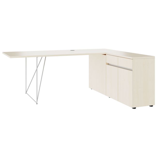 AIR Schreibtisch | 1600 - 2000 mm, elektrifiziert, integriertes Sideboard, Ahorn AIR Schreibtisch | 1600 - 2000 mm, elektrifiziert, integriertes Sideboard, Ahorn